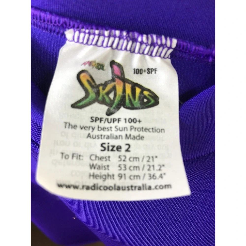 Radicool Skins Size 2 Sun Protective Swim Top Short Sleeve Swim Shirt Rash Guard